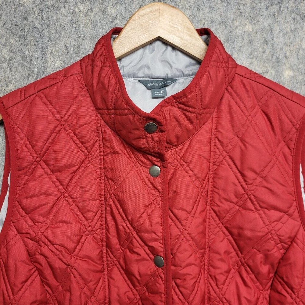 Eddie Bauer Vest Womens 2X Red Quilted Lightweight Packable Casual Outdoors - Picture 2 of 12
